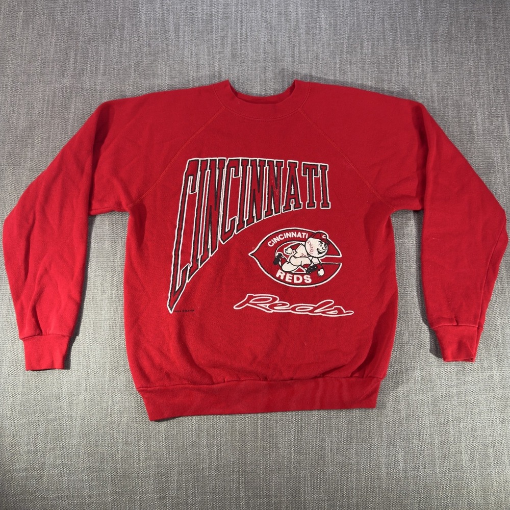 Vintage Cincinnati Reds Sweatshirt Mens Small Red MLB Baseball Wolf Crewneck 90s